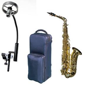 Virtuoso Series Professional Alto Saxophone Deluxe w/AMT LS Studio Sax Microphone, Clear Lacquer