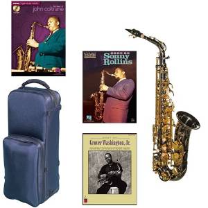 Virtuoso Series Professional Black Nickel Alto Saxophone Deluxe w/3 Pack of Legends books: Best of John Coltrane, Sonny Collins & Grover Washington Jr.
