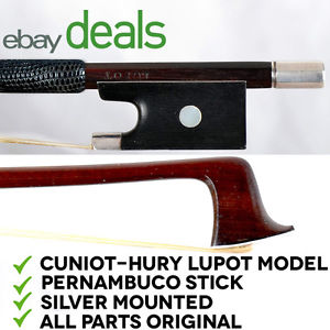 French violin bow Cuniot-Hury Lupot - Raffin certificate - Silver mounted