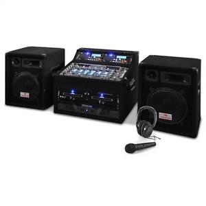 EQUIPO DJ PA SISTEMA PRO AMPLIFICADOR MEZCLADOR CD MP3 USB AURICULARES MICROFONO