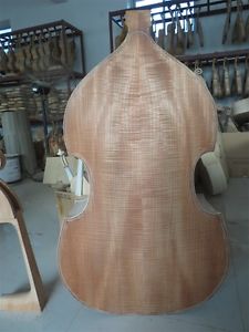 Hand carved white/unfinished 3/4 upright bass,spurce top/Plywood back