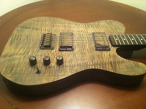 NickleBlack Maple Flame Top Guitar - Duel Humbuckers - Smoke Chrome Hardware