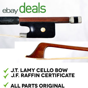 A fine French certified cello bow by J.T. Lamy