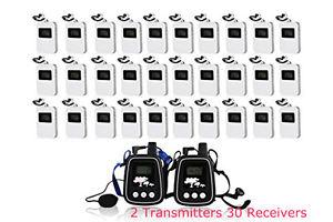 Tour Guide Teaching UHF Monitor Wireless System 2 Transmitters 30 Receivers