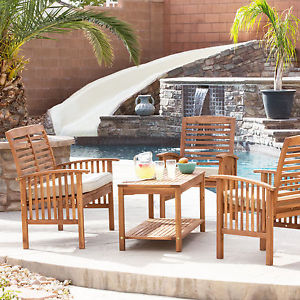 Acacia Wood 4-piece Patio Set