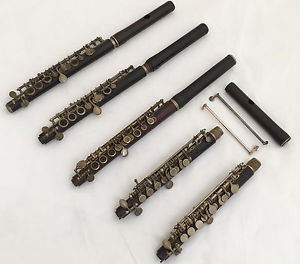 Collection of 5 Antiques French Wooden Boehm Piccolo Flutes - Unfinished