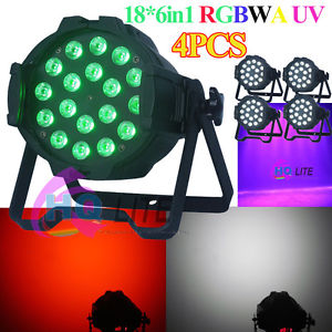 18LED 6IN1 RGBWA UV Par CAN DJ Stage DMX Lighting For Disco Party Wedding light