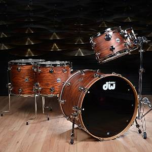 DW Pure Oak 5pc Drum Kit Hard Satin Tobacco w/Nickel