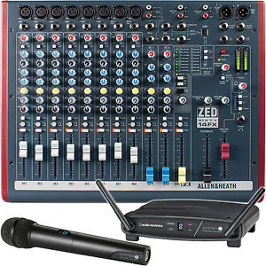Allen & Heath ZED60-14FX Audio Mixer with Audio-Technica ATW-1102 Wireless Mic