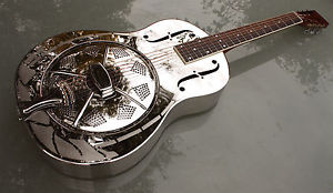 Zilpha 12 fret resophonic guitar, nickel plated brass Hawaiian engraved NEW