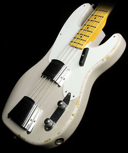 Fender Custom Limited Relic 1955 Precision Electric Bass Guitar White Blonde