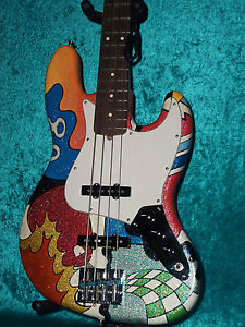 Fender USA American Custom Hand Painted Jazz Bass Guitar Vintage design j p