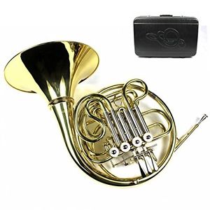 Moz Monel Rotors Bb/F 4 Keys Double French Horn w/Case & Mouthpiece-Gold Lacquer