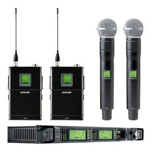 Shure UR124D+/SM58-G1 Wireless Combo Microphone System, UR4D Dual Receiver, 2 UR2 Transmitters, SM58 Mic Heads, 2 UR1 Transmitters, G1/470-530MHz