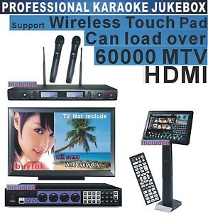 Complete Karaoke System 19'Touch Screen Professional Wireless Karaoke Microphone
