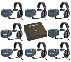 Eartec COMSTAR Coaching Intercom System with ProLine Single Headsets - 8 Person Hands Free Wireless Set-Up
