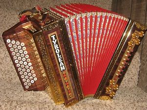 Professional Tyrolean 4 Row Diatonic Button Box Accordion G,C,F,Bb
