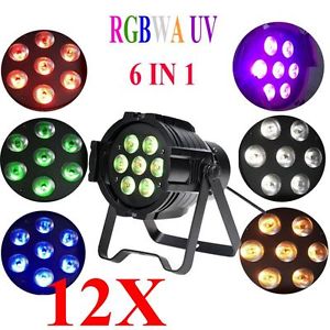 12PCS 7X18W RGBWA UV 6 IN ONE light led par 64 stage light dmx dj lighting