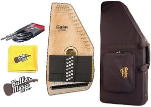 Oscar Schmidt  OS11021FNE Natural Flame 21 Chord A/E Auto Harp w/Hard Case+More