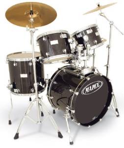 Mapex Saturn Series Walnut and Maple Studioease 6-Piece Drum Set in Transparent Black Lacquer Finish