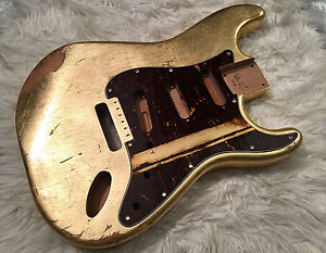 Fender Stratocaster style GOLD LEAF Custom Vintage aged nitro guitar body, relic