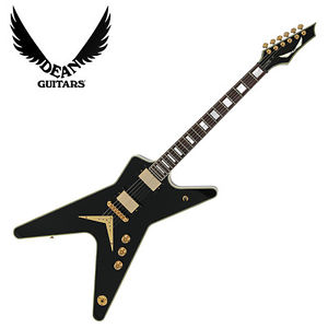 Dean ML Black Gold Binding Electric Guitar Unique Design OHSC