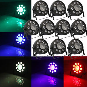 10X 9LED 120W RGB 3in1 DMX-512 DJ Par Lights Sound Active Party Stage Lighting