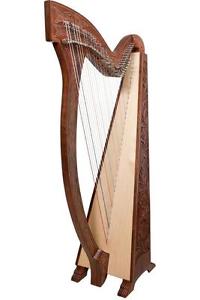 MEGHAN 36 String Rosewood Celtic Irish Folk Harp ~ Thistle Flower Design