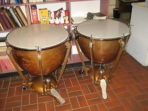 GOOD OLDER SET 2 LUDWIG COPPER 26 &  28, TIMPANI, NO DENTS, NEW GAUGES.
