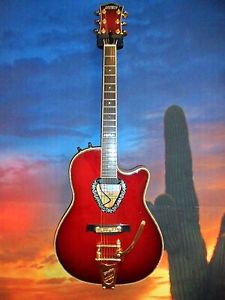 VINTAGE 1992 Gretsch 6020V Crimson Flyer Acoustic Electric Guitar, Crimsonburst