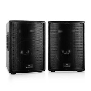 BLACK ACTIVE STAGE MONITORS POWERED 1600 WATT MAX SPEAKER PAIR LIVE DJ 2 BAND EQ