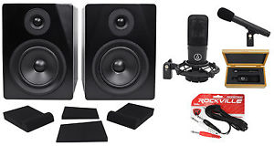 Audio Technica AT4040SP Studio AT4040+AT4041 Condenser Microphones+Monitors+Pads
