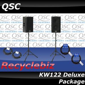QSC KW122 Deluxe Package w/ Stands, Power & Mic Cords!!