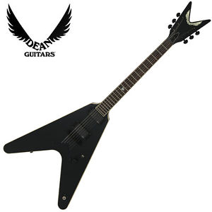 Dean V Shape Electric Guitar EMG 1Vol All Black Set Neck String Thru OHSC