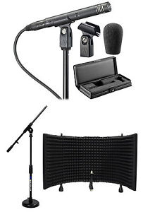 Audio Technica AT4051B Condenser Recording Microphone+Mic Stand+Isolation Shield