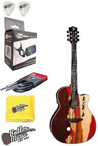 Luna Vista Mustang Rosewood Back & Sides A/E Guitar w/Clip-on Tuner + More