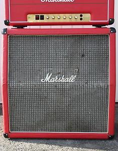 Vintage 1976 Marshall Recovered RED 4x12 Angled T1221 JMP Guitar Speaker Cabinet