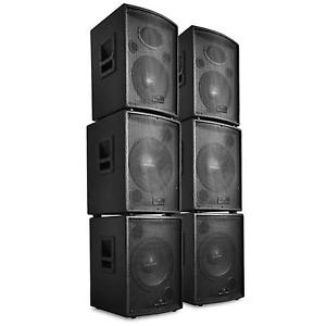 PACK DE ALTAVOCES PA DJ 6 PIEZAS 7200W 2X SUBWOOFER 4X ALTAVOZ EQUIPO SONIDO PRO