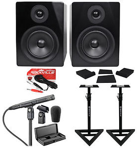 Audio Technica AT4051B Condenser Recording Microphone+Monitors+Stands+Pads+Case