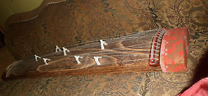 Vintage Oriental Japanese Koto Harp 13 Stringed Instrument Signed Ships Free
