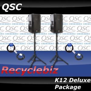 QSC K12 Deluxe Package! Includes Ultimate Support TS100B Stands & Cables!