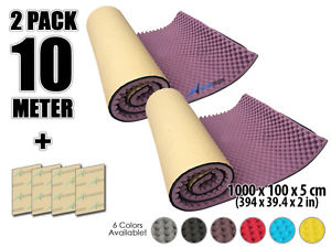 New 2 pcs 10 Meter Egg Crate Adhesive Sound Absorption Foam 6 Colors 394*39.4*2"