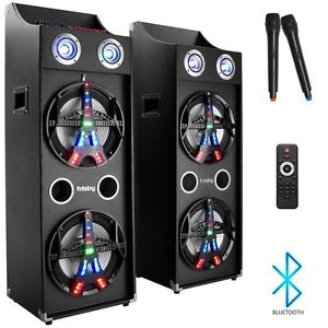 Large 2 Tower Speakers Music Mixing Audio Singing Station Karaoke Mixer System