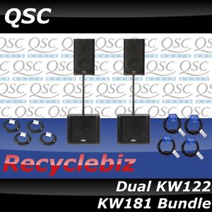QSC Dual KW122 KW181 Bundle  Speakers & Subs w/ Cables!