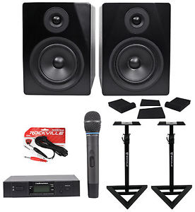 Audio Technica ATW-3171BI UHF Wireless Condenser Microphone+Monitors+Stands+Pads