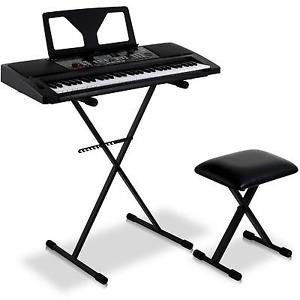 COMPLETO PACK TECLADO USB MIDI 61 TECLAS 128 RITMOS 4 MEMO BANCA  SOPORTE PIANO