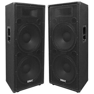 Seismic Audio FL-155PC Pair of Dual Premium 15-Inch PA/DJ Speaker Cabinets with
