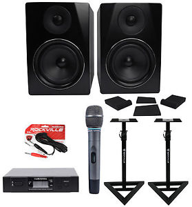 Audio Technica ATW-3171BD UHF Wireless Condenser Microphone+Monitors+Stands+Pads