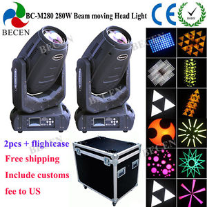 2pcs 280W 10R beam spot wash 3in1 moving head light dj fast shipping+ flightcase