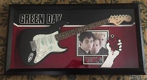 Green Day Autographed Squier Affinity STRAT Electric Guitar COA Framed USA made